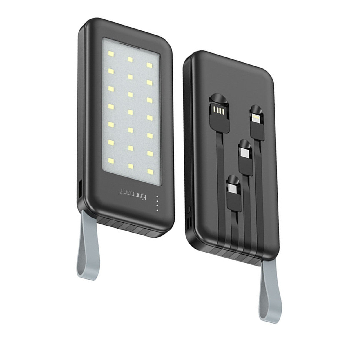 Earldom PB48 10.000 mAh 10W Led Işıklı 3in1 Dahili Kablolu Powerbank