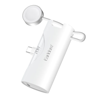Earldom PD46 5.000 mAh 20W Dahili Type-C Çıkışlı Ekstra Dahili 2.5W Saat Şarj Kablolu PD Hızlı Şarj Mini Powerbank