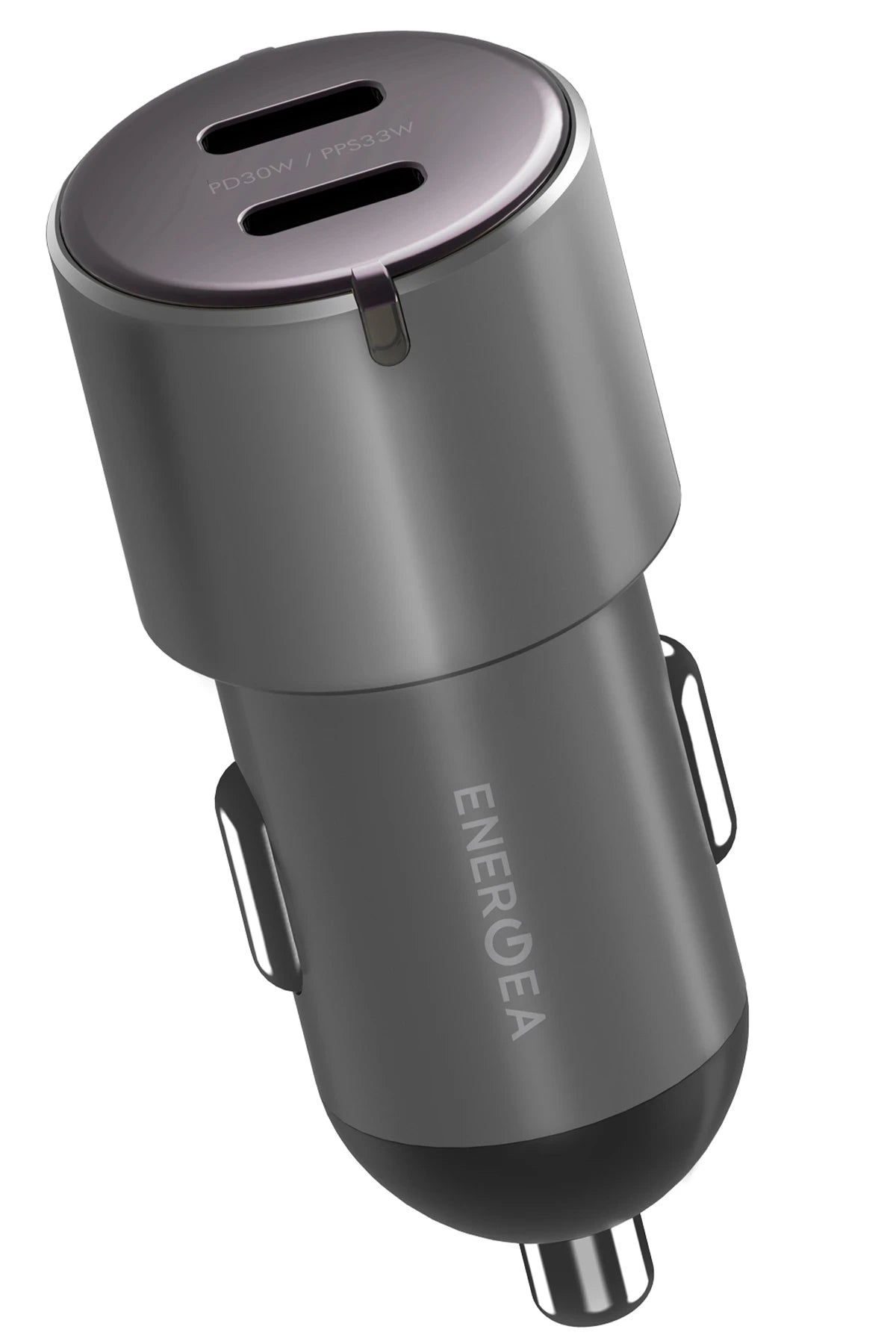 Energea AluDrive D60 66W 2 Adet 33W Type-C Çıkışlı Alüminyum Araç İçi Şarj Aleti - Koyu Gri