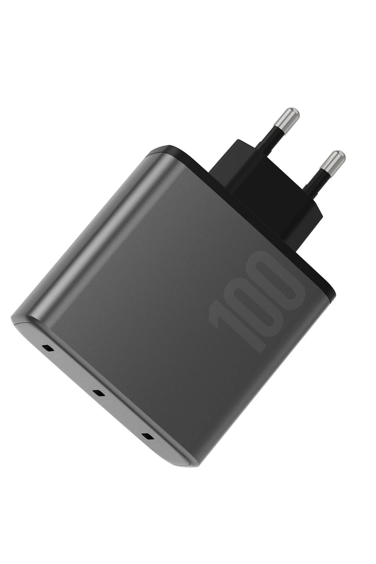 Energea AmpCharge GaN100 2 Adet 100W Type-C ve 1 Adet 35W Type-C Çıkışlı Hızlı Şarj Aleti - Koyu Gri