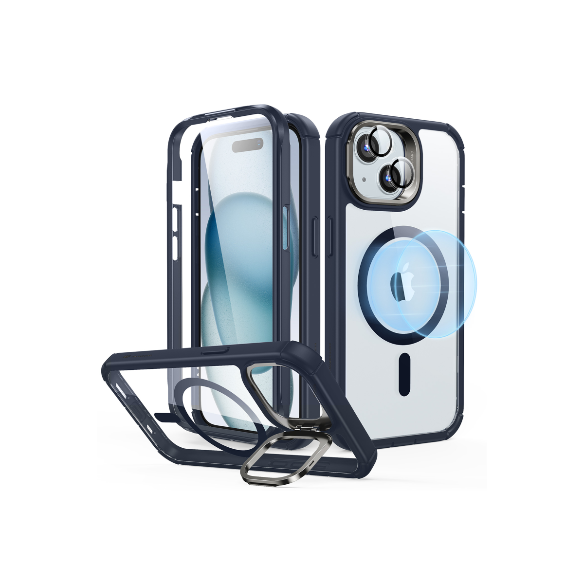 ESR Apple iPhone 15 Ekran ve Lens Koruyuculu Armor Tough Standlı Magsafe Kapak