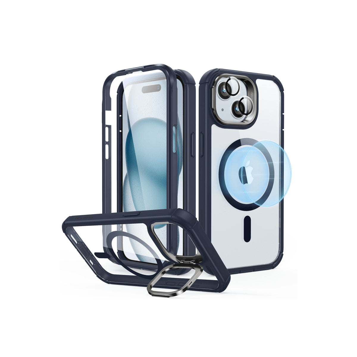 ESR Apple iPhone 15 Ekran ve Lens Koruyuculu Armor Tough Standlı Magsafe Kapak - kılıfxpremium