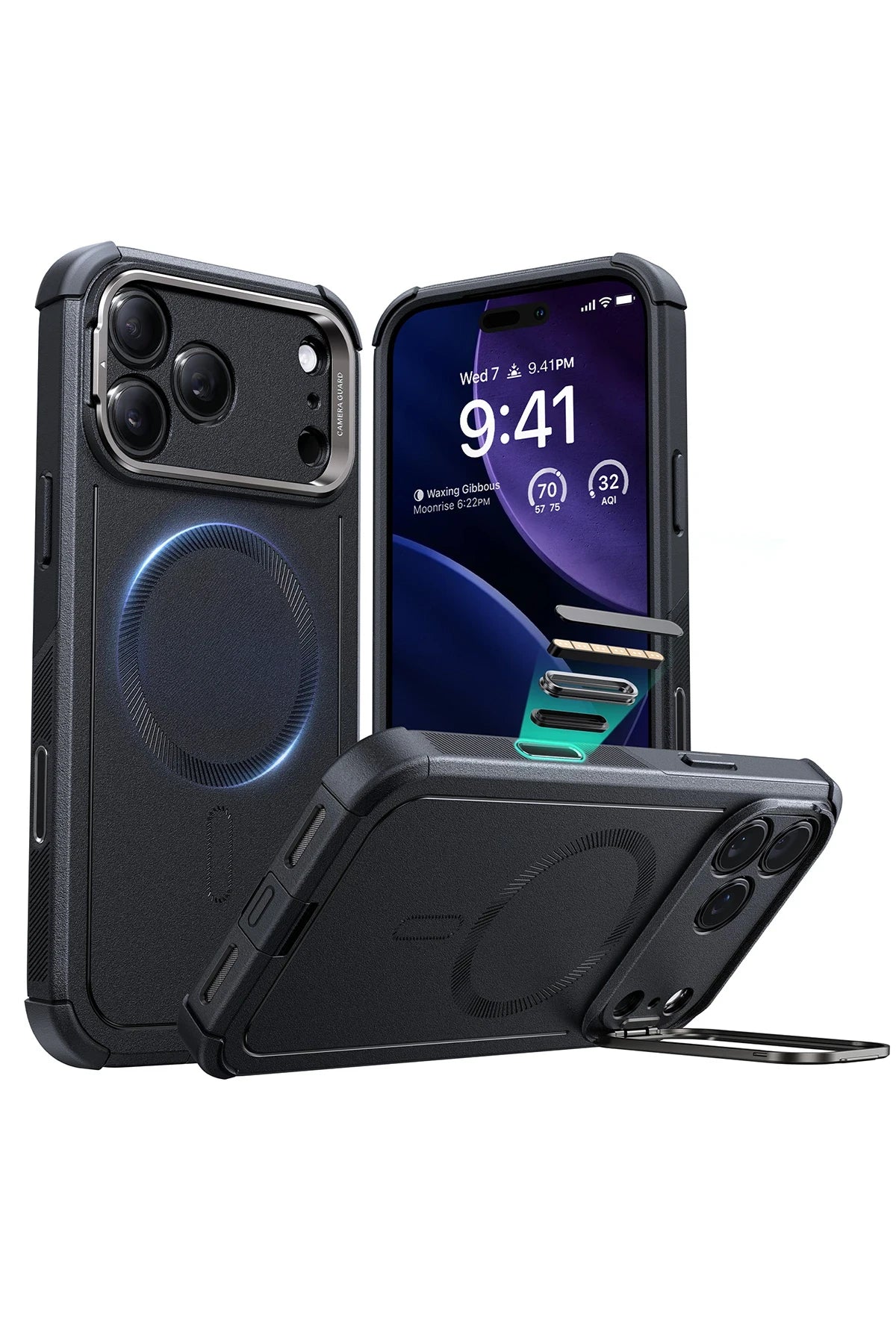 ESR Apple iPhone 17 Pro Cyber Tough Magsafe Stantlı Kapak - Siyah