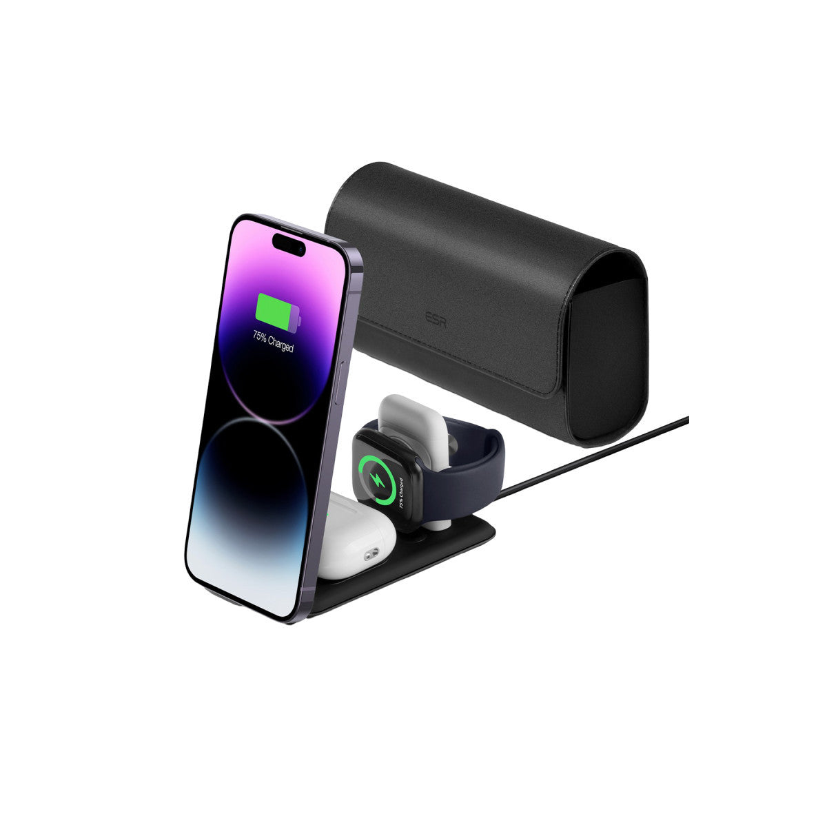 ESR HaloLock 3in1 20W PD Type-C Çıkışlı ve Saat ile Airpods İçin Kablosuz Şarj Destekli Şarj Seti