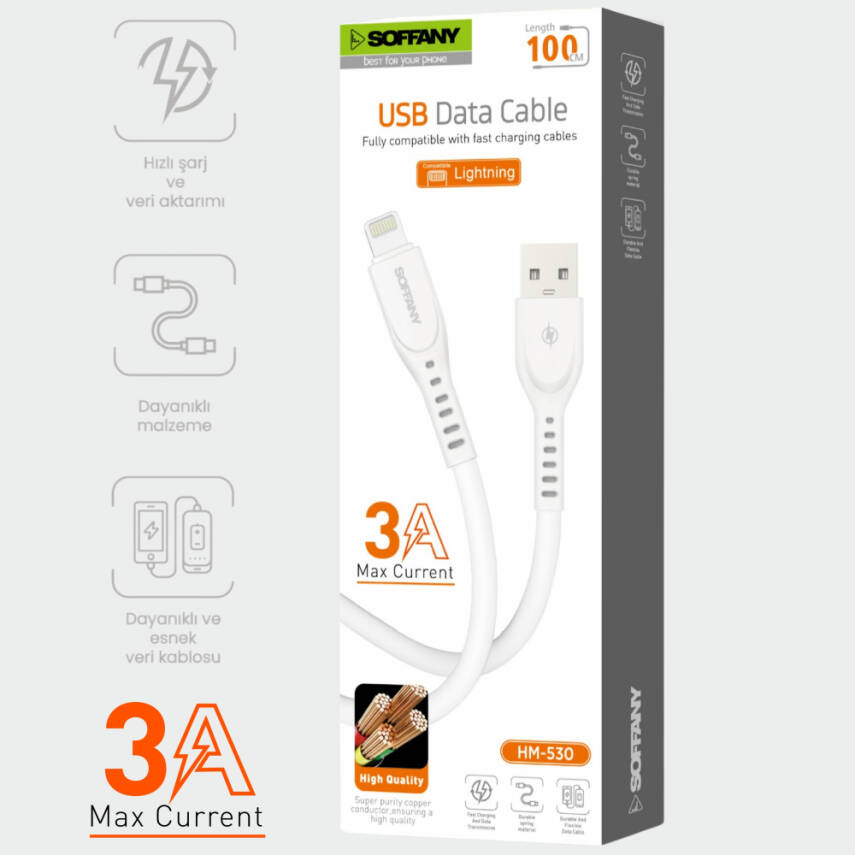 HM-530 USB to Lightning Şarj & Data Kablosu 3.0A