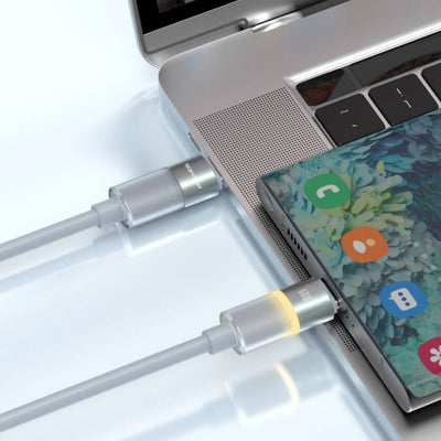 HM-280-012 USB-C to USB-C 60W Warm LED Şarj ve Data Kablosu – 1 Metre