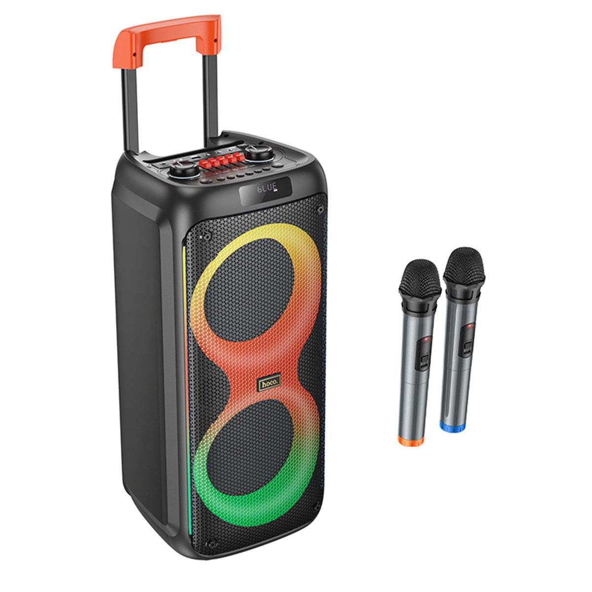 Hoco. HA7 Leader 30W Bluetooth 5.0 Destekli 2  Karaoke Mikrofonlu RGB LED Işıklı Taşınabilir Kablosuz Hoparlör 