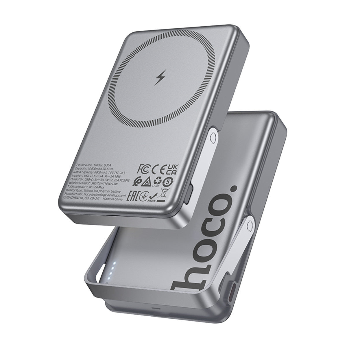Hoco. Q36A Sunlight 10.000 mAh 20W Type-C ve 10W Kablosuz Şarj PD Magsafe Standlı Powerbank
