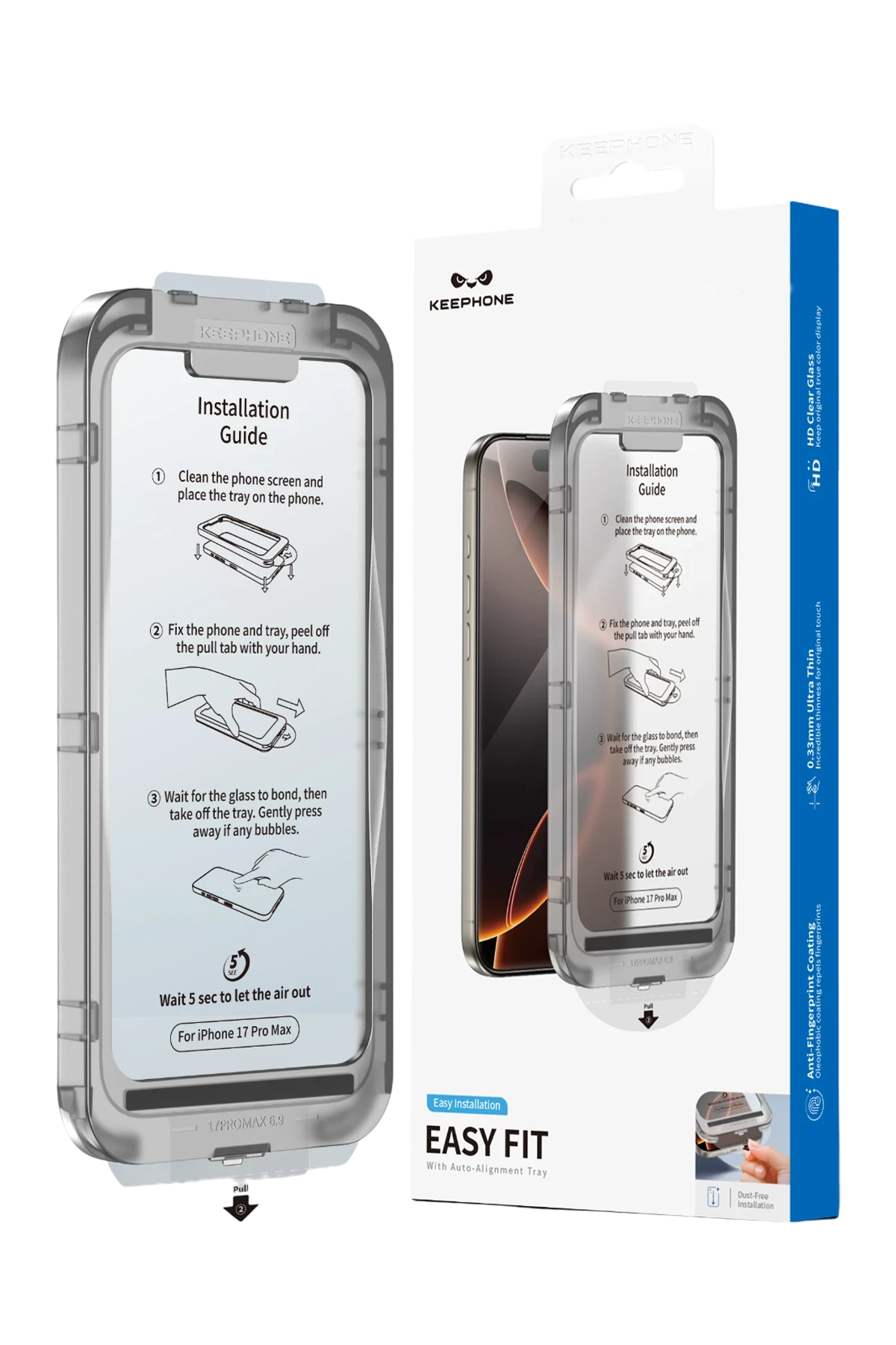 Keephone Apple iPhone 16 Pro Max EasyFit HD Cam Ekran Koruyucu - Siyah