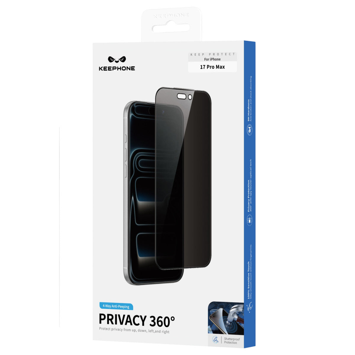 Keephone Apple iPhone 17 Pro Max 360 4 Way Privacy Cam Ekran Koruyucu