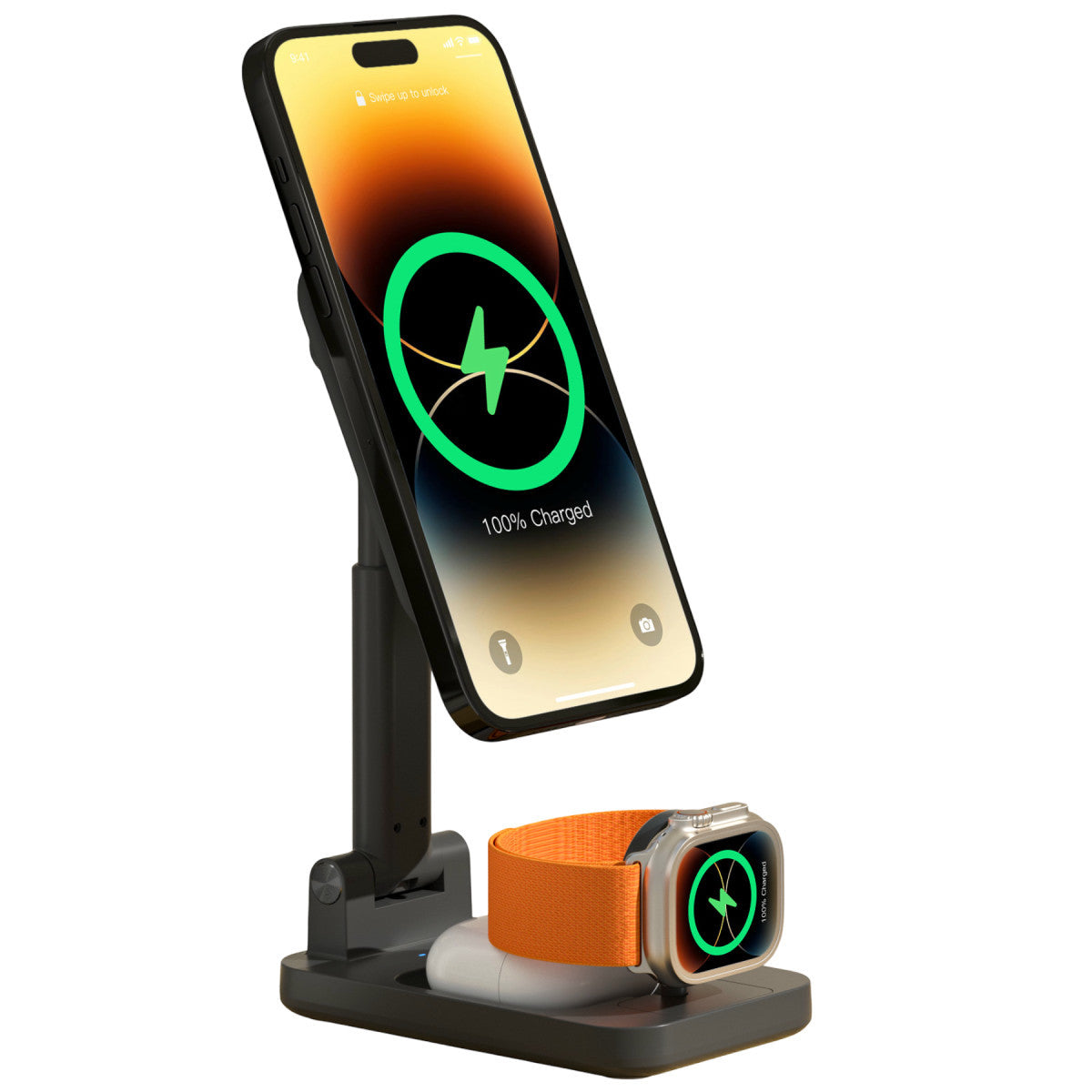 Keephone CR-302 3in1 Masaüstü Kablosuz Şarj Standı