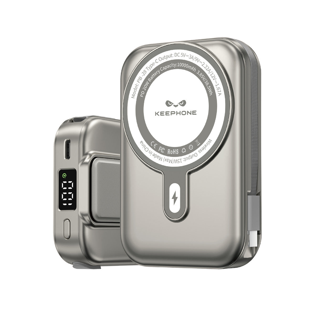 Keephone PB28 Roger 10.000 mAh 20W Type-C 20W Lightning 15W Kablosuz Şarj PD Magsafe Powerbank