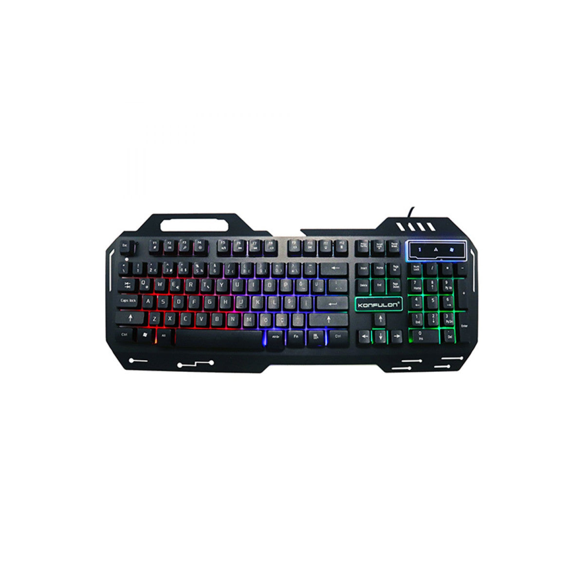 Konfulon V1 RGB Işıklı Metal Yüzey Türkçe Q Kablolu Gaming Klavye