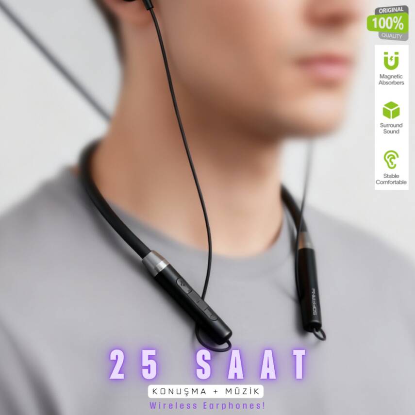 AP-18 Magnet Serisi Boyun Askılı Bluetooth 5.3 Kulaklık Siyah