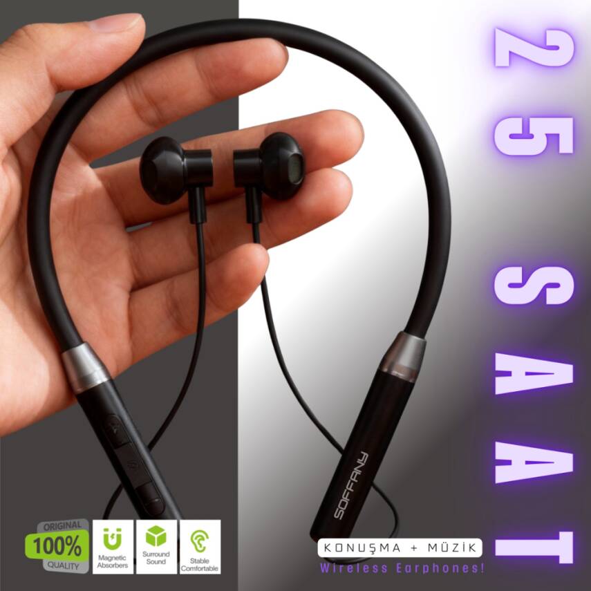 AP-18 Magnet Serisi Boyun Askılı Bluetooth 5.3 Kulaklık Siyah