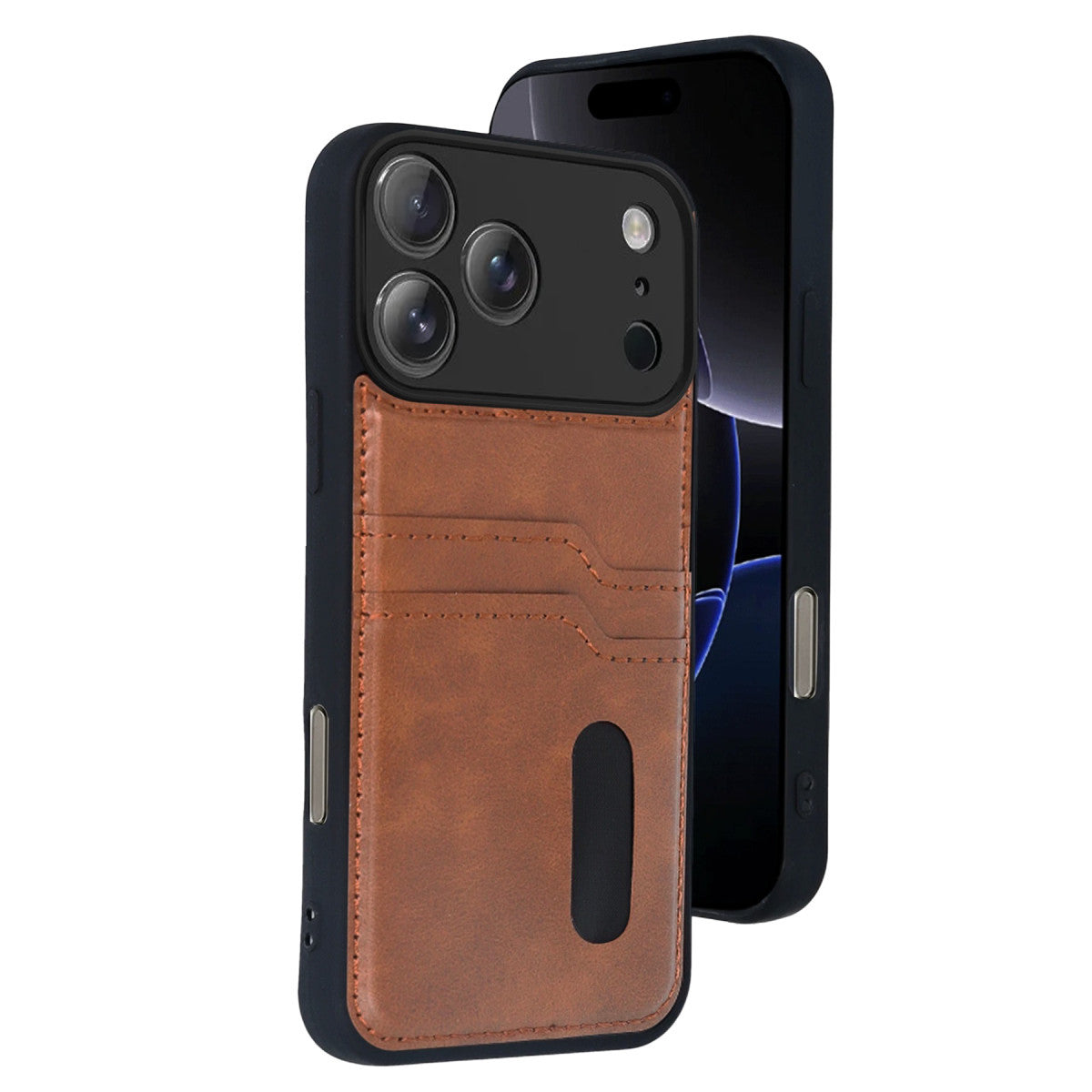 Newface Apple iPhone 17 Pro Max Sara Kartvizitli Deri Kılıf