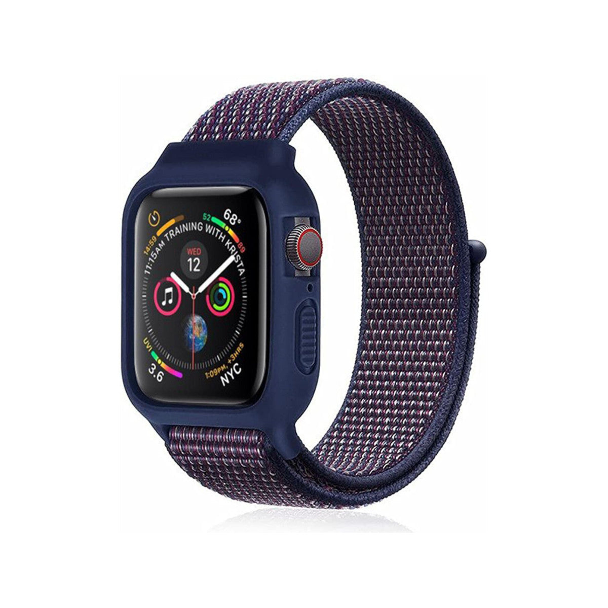 Newface Apple Watch 38mm Hasırlı Cırtcırtlı Kasalı Kordon