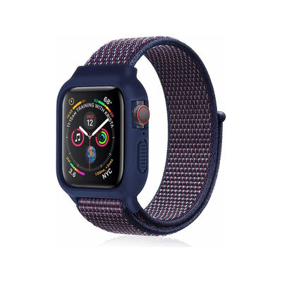 Newface Apple Watch 38mm Hasırlı Cırtcırtlı Kasalı Kordon