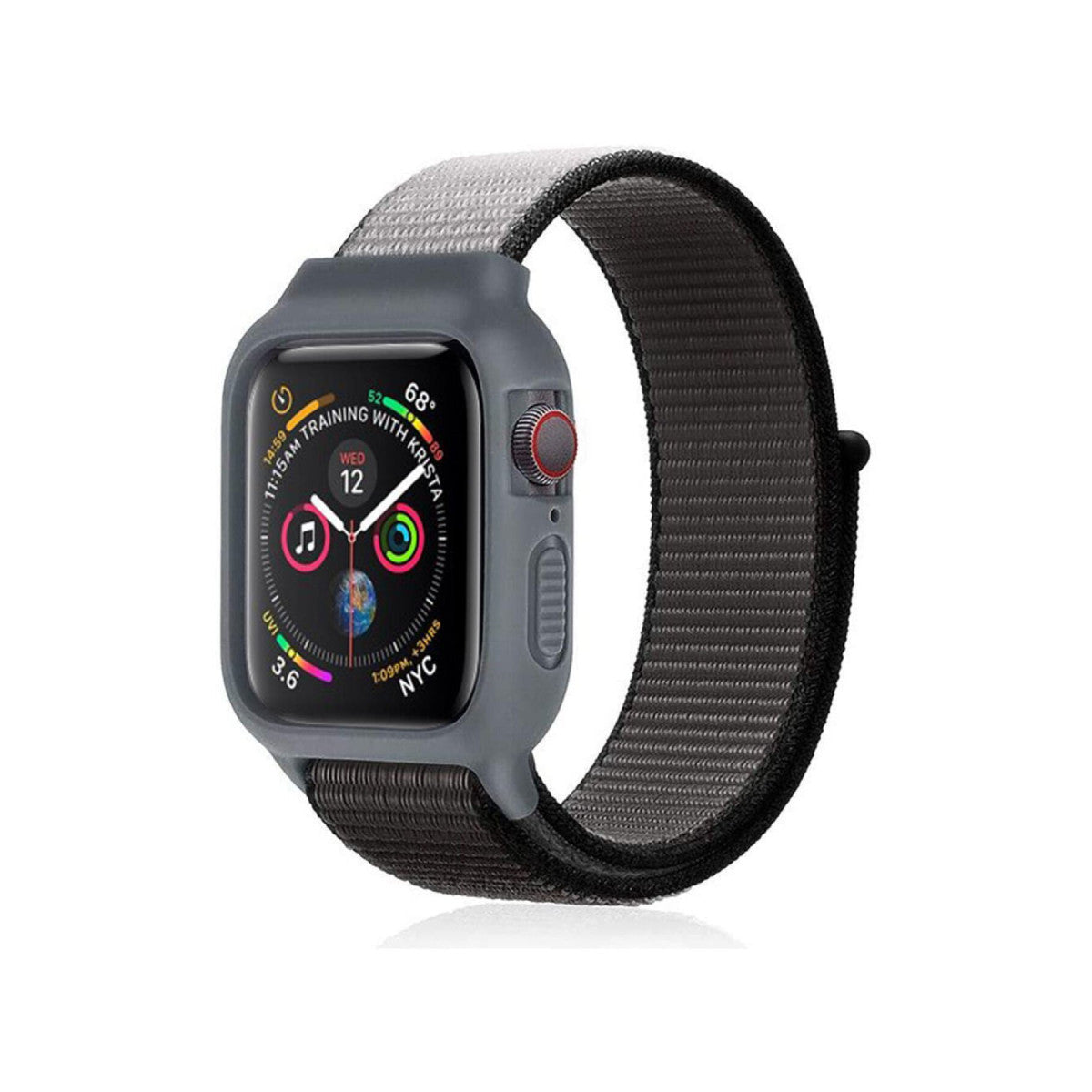 Newface Apple Watch 38mm Hasırlı Cırtcırtlı Kasalı Kordon