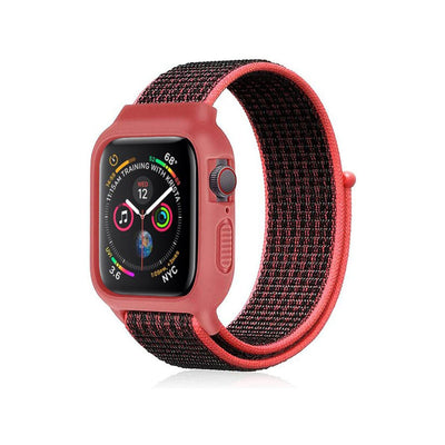 Newface Apple Watch 38mm Hasırlı Cırtcırtlı Kasalı Kordon