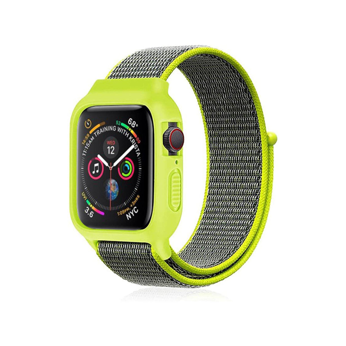 Newface Apple Watch 38mm Hasırlı Cırtcırtlı Kasalı Kordon
