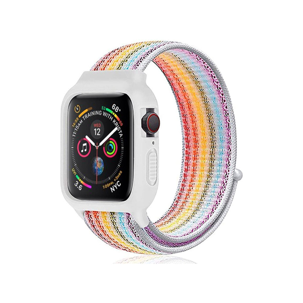 Newface Apple Watch 42mm Hasırlı Cırtcırtlı Kasalı Kordon