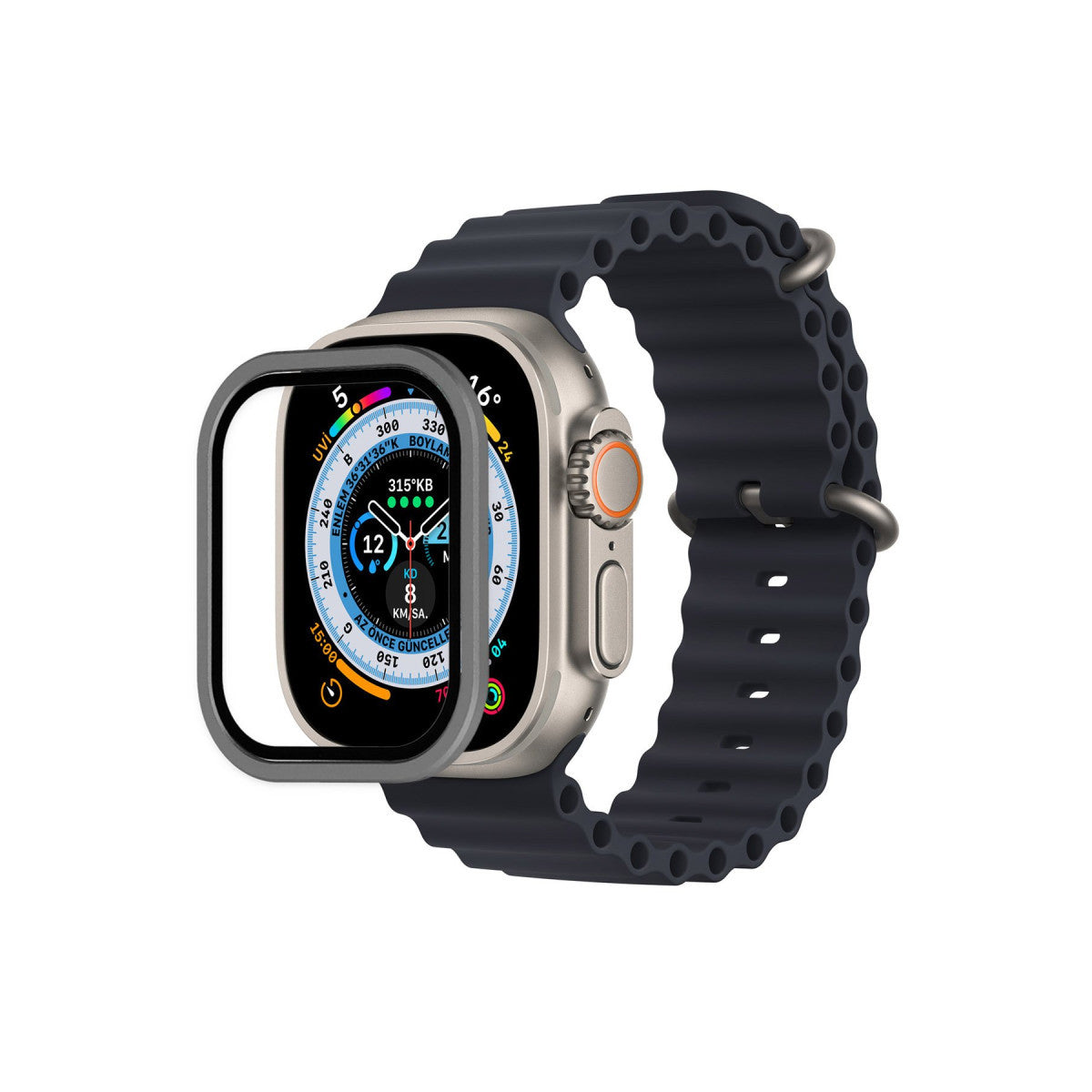 Newface Apple Watch Ultra 49mm Alüminyum Kasa Cam Ekran Koruyucu