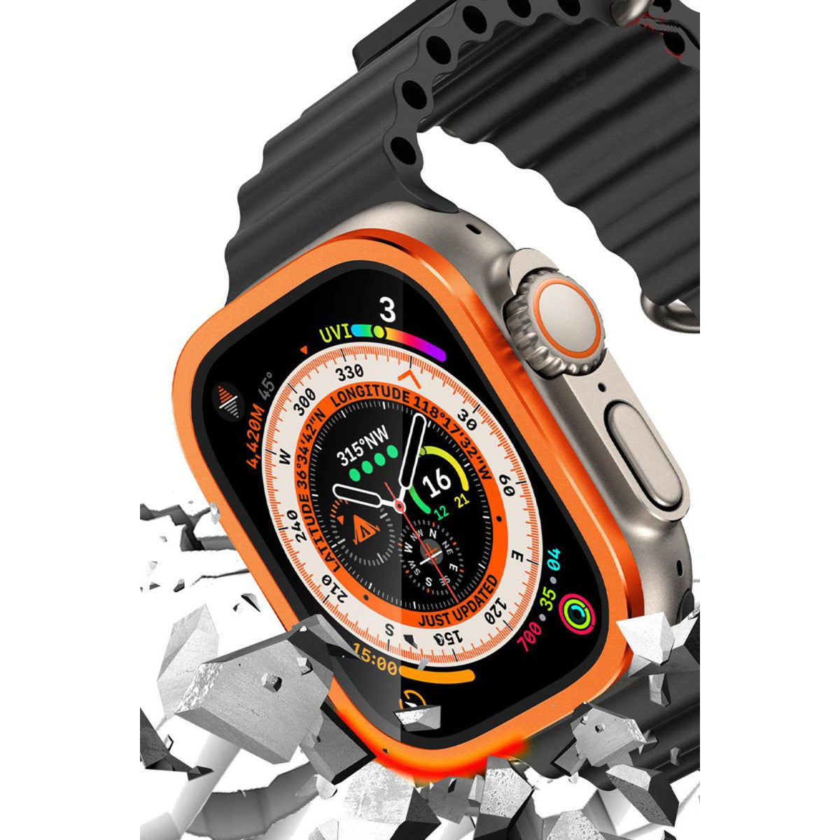 Newface Apple Watch Ultra 49mm Alüminyum Kasa Cam Ekran Koruyucu