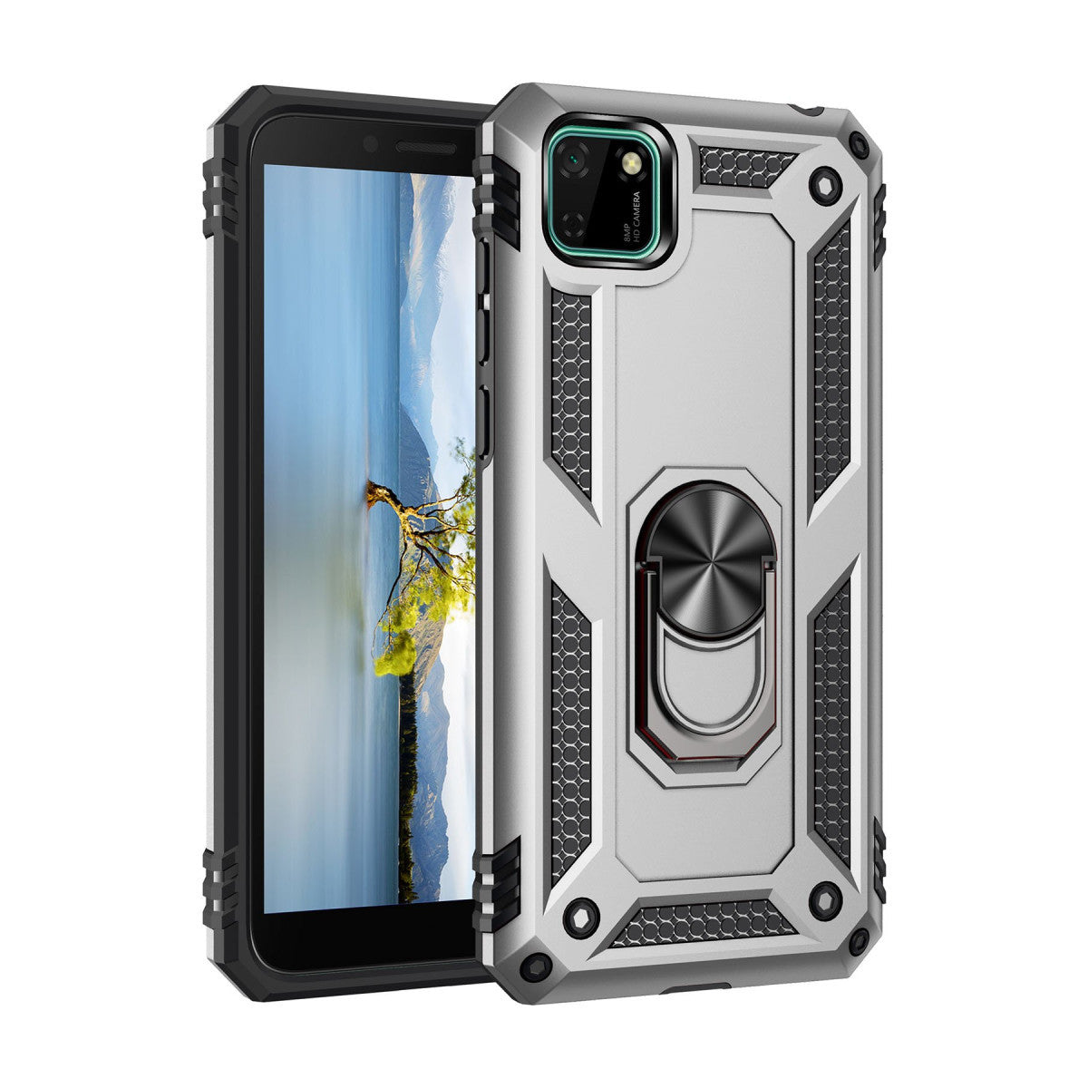 Newface Huawei Y5P Kılıf Sofya Yüzüklü Silikon Kapak