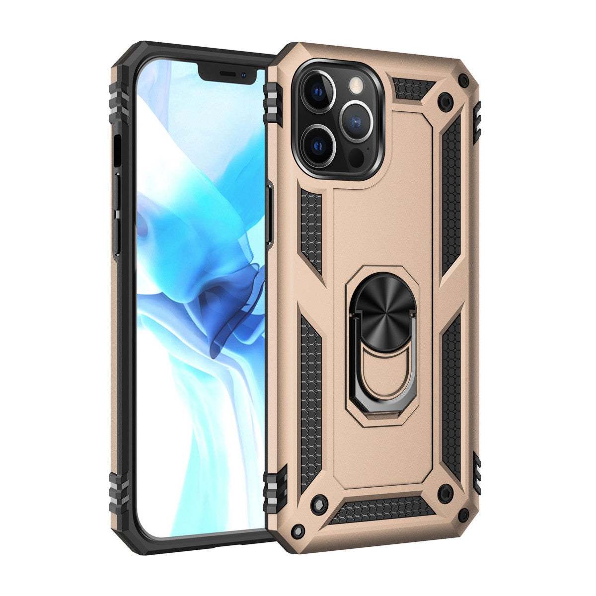Newface iPhone 12 Pro Max Kılıf Sofya Yüzüklü Silikon Kapak