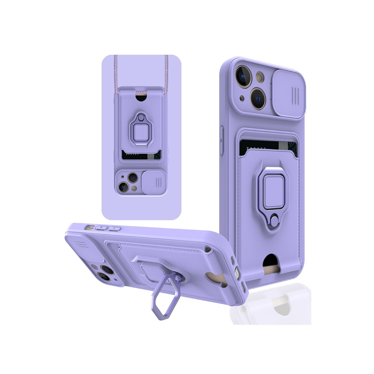 Newface iPhone 13 Kılıf Zuma Kartvizitli Yüzüklü Silikon