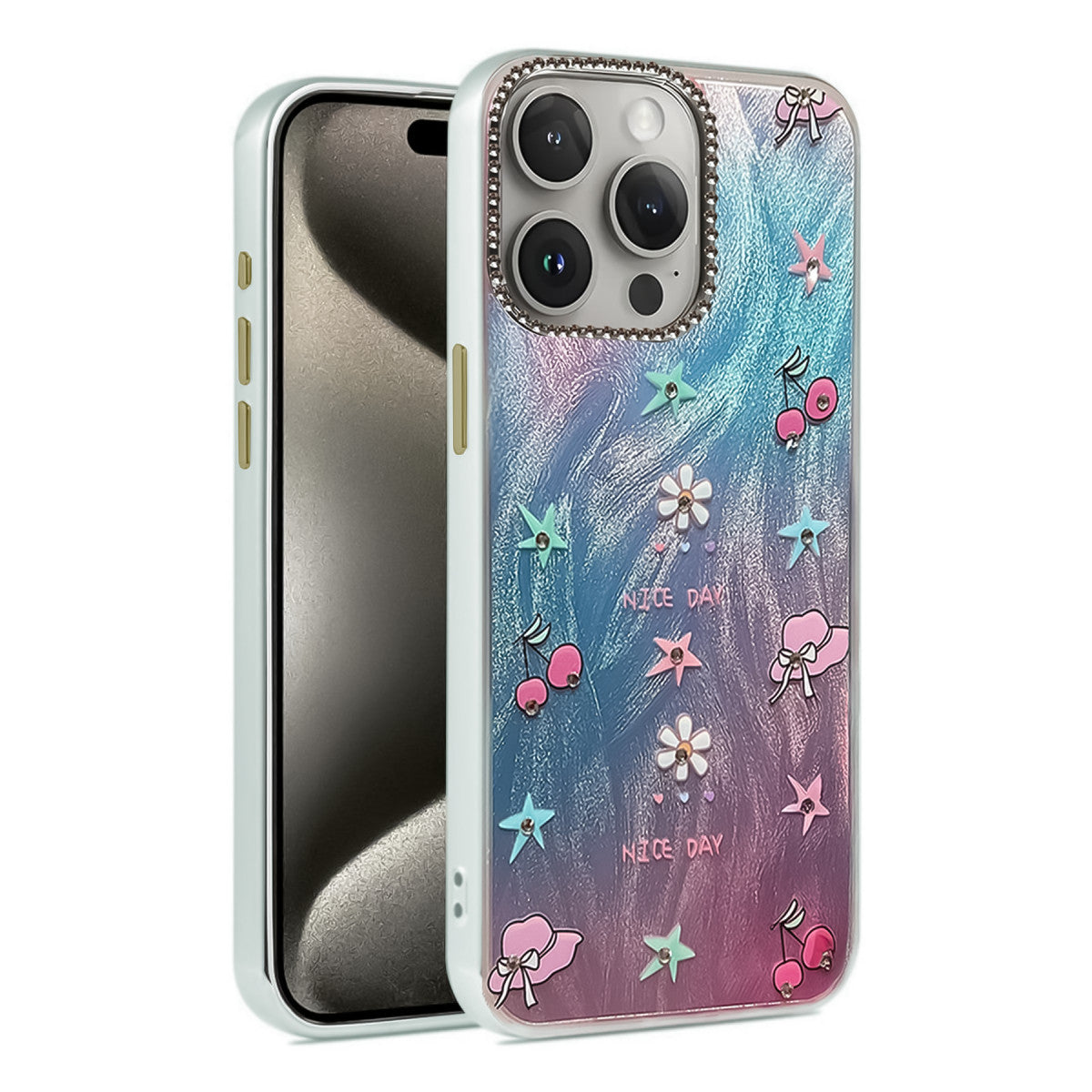 Newface iPhone 14 Pro Kılıf Blade Aynalı Desenli Kapak