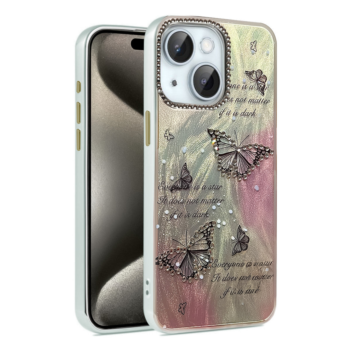 Newface iPhone 15 Kılıf Blade Aynalı Desenli Kapak
