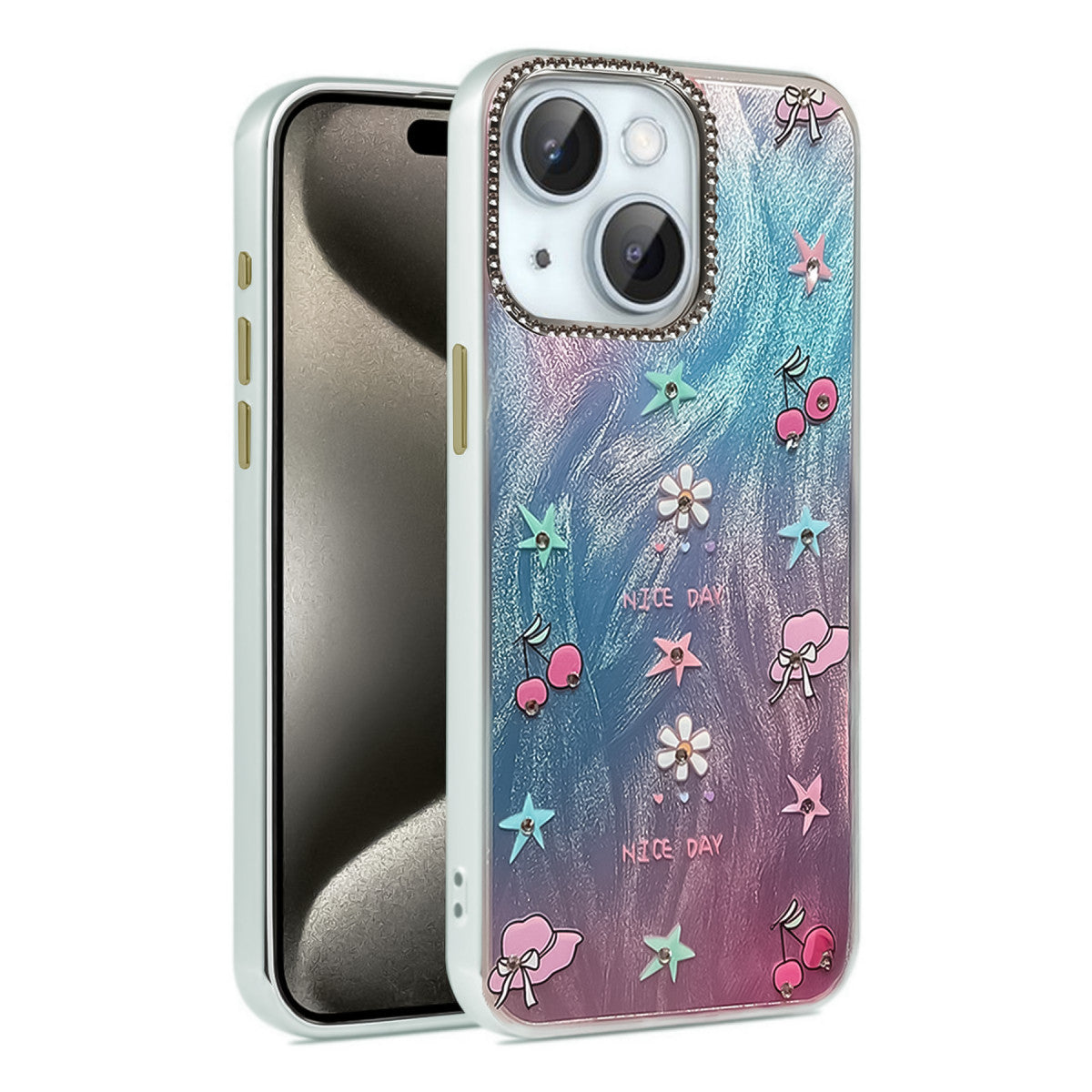 Newface iPhone 15 Plus Kılıf Blade Aynalı Desenli Kapak