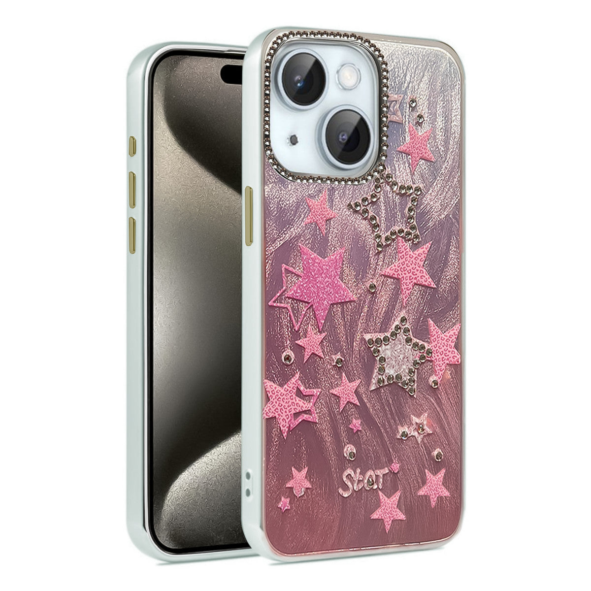 Newface iPhone 15 Plus Kılıf Blade Aynalı Desenli Kapak