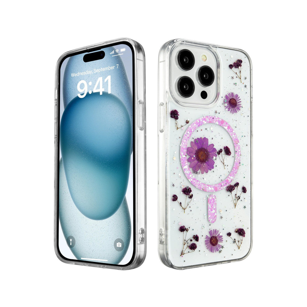 Newface iPhone 15 Pro Kılıf Daisy Simli Magsafe Kapak