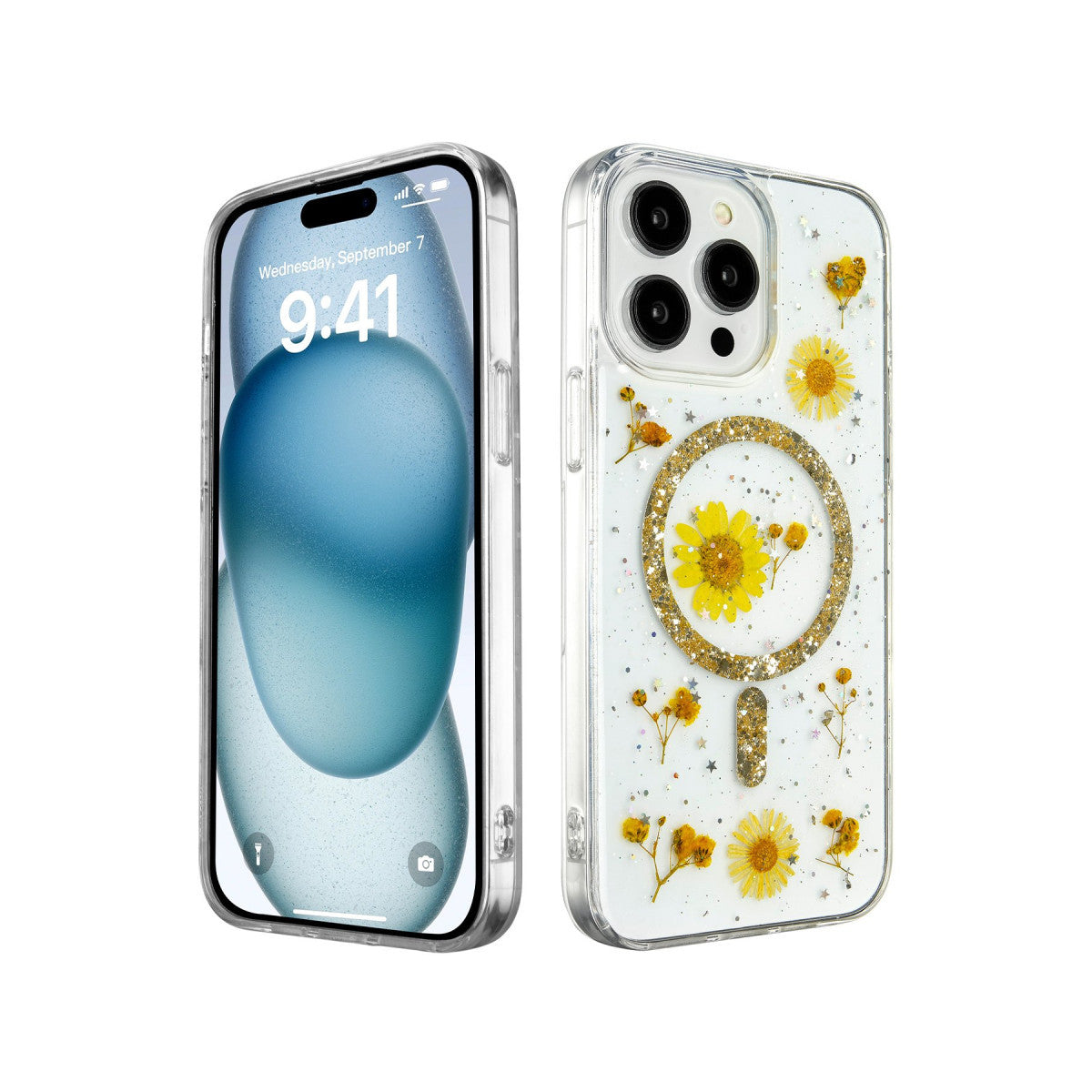 Newface iPhone 15 Pro Max Kılıf Daisy Simli Magsafe Kapak