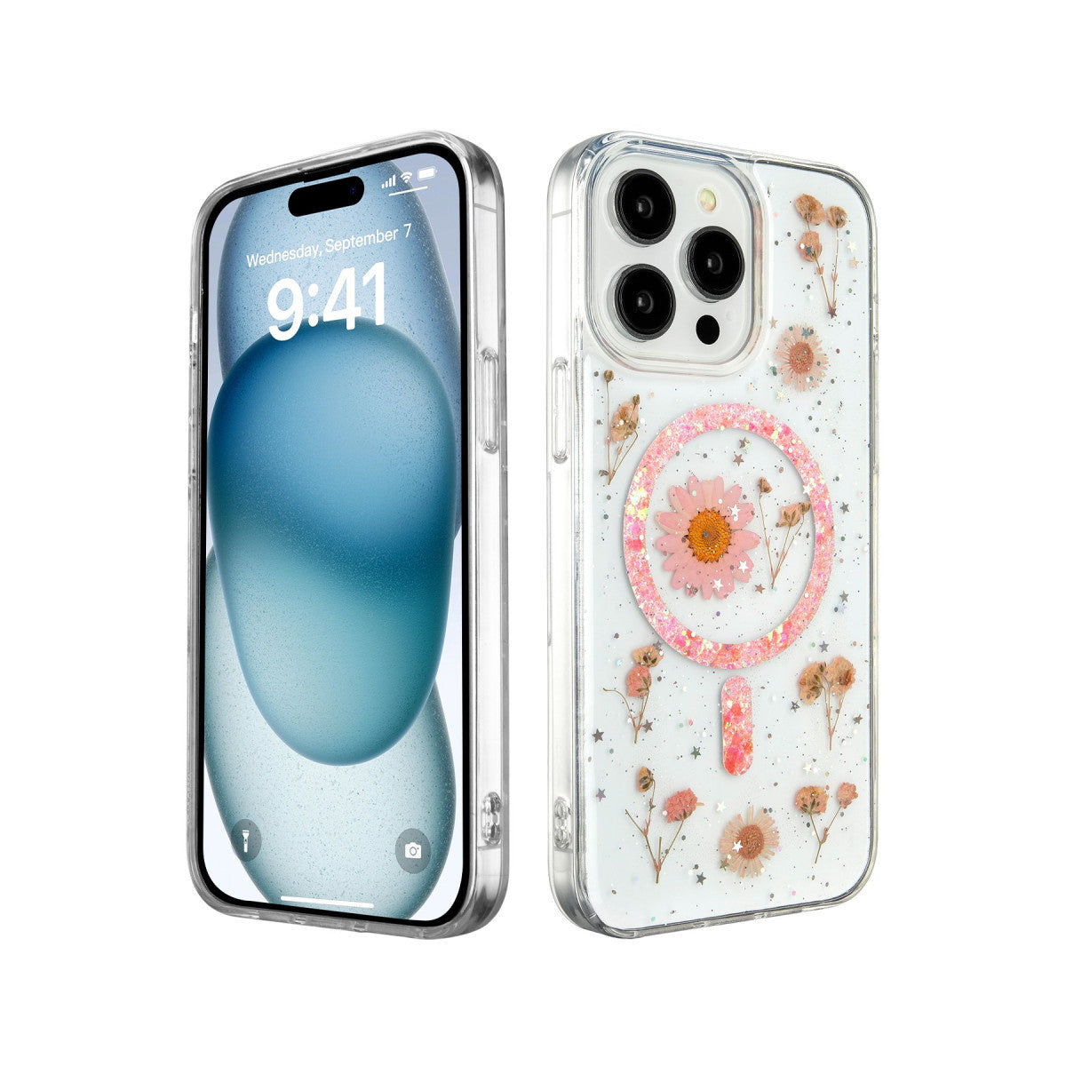 Newface iPhone 15 Pro Max Kılıf Daisy Simli Magsafe Kapak