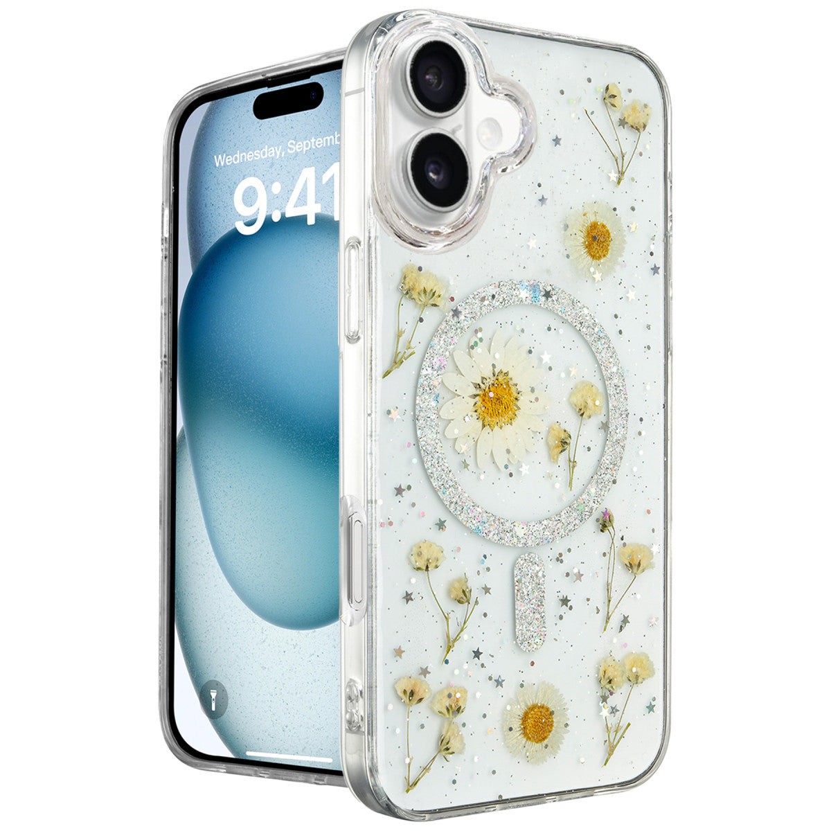 Newface iPhone 16 Kılıf Daisy Simli Magsafe Kapak