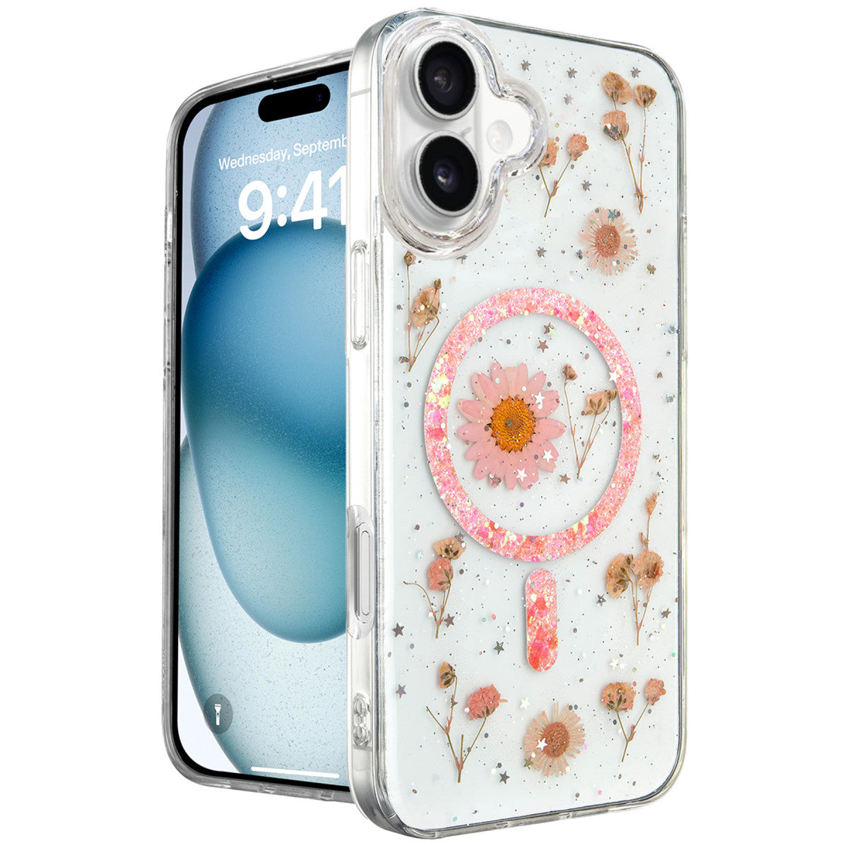 Newface iPhone 16 Kılıf Daisy Simli Magsafe Kapak