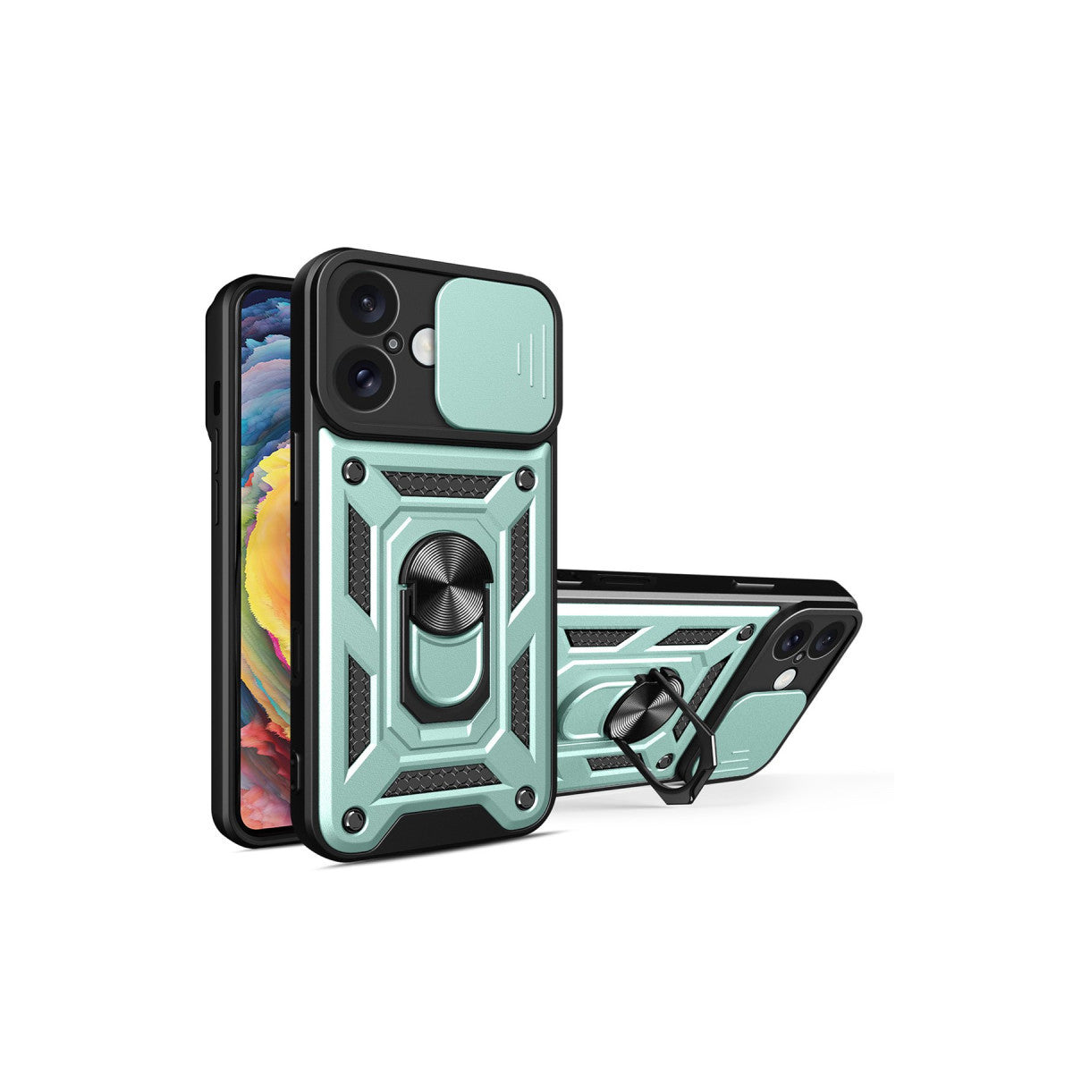 Newface iPhone 16 Kılıf Pars Lens Yüzüklü Silikon