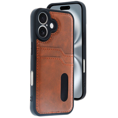 Newface iPhone 16 Kılıf Sara Kartvizitli Deri Kılıf
