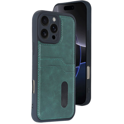 Newface iPhone 16 Pro Kılıf Sara Kartvizitli Deri Kılıf