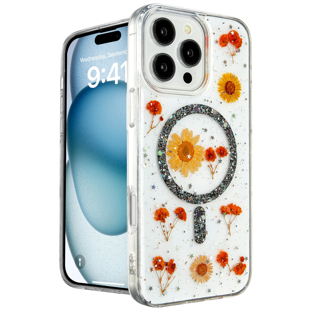 Newface iPhone 16 Pro Max Kılıf Daisy Simli Magsafe Kapak