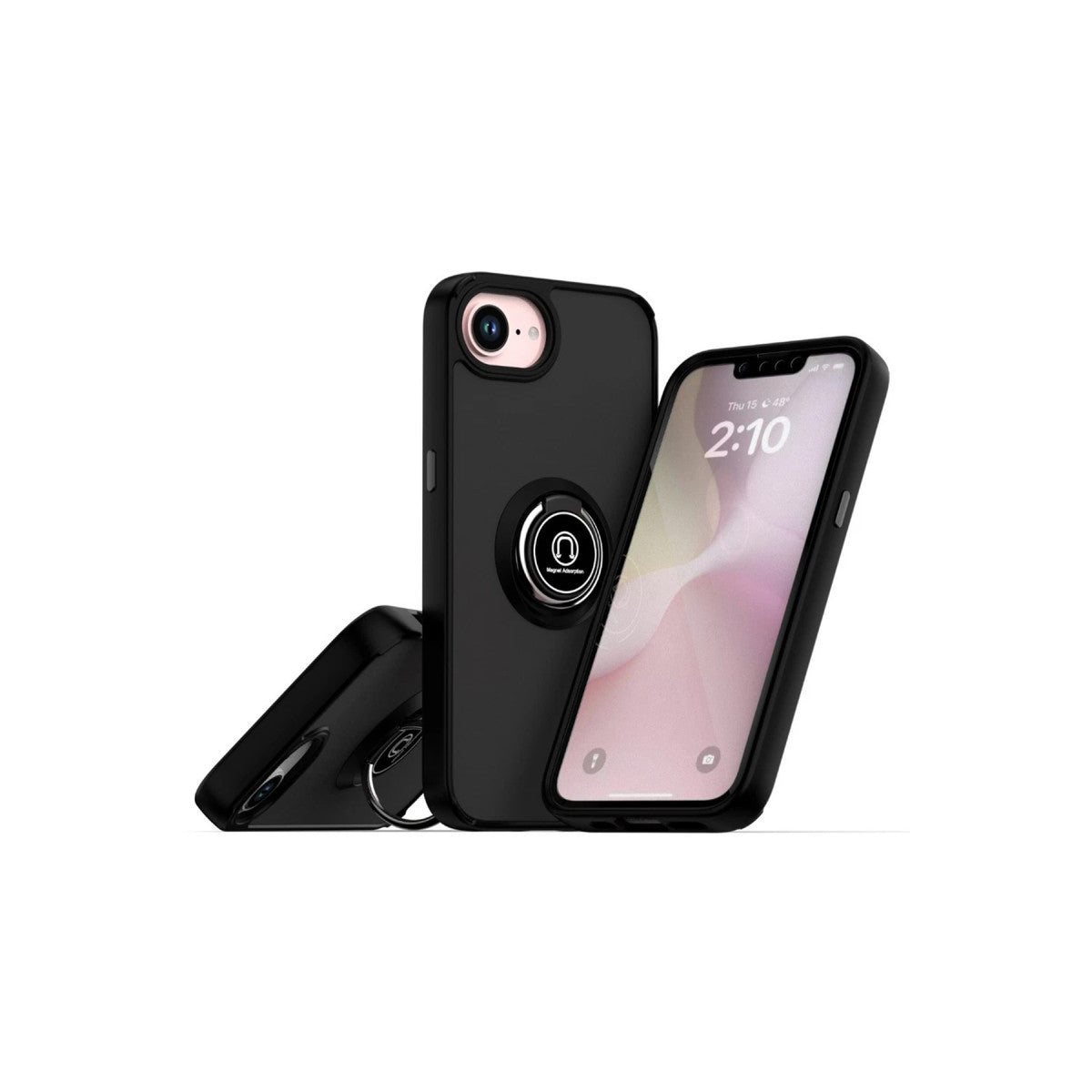 Newface iPhone 16E Kılıf Montreal Yüzüklü Silikon Kapak