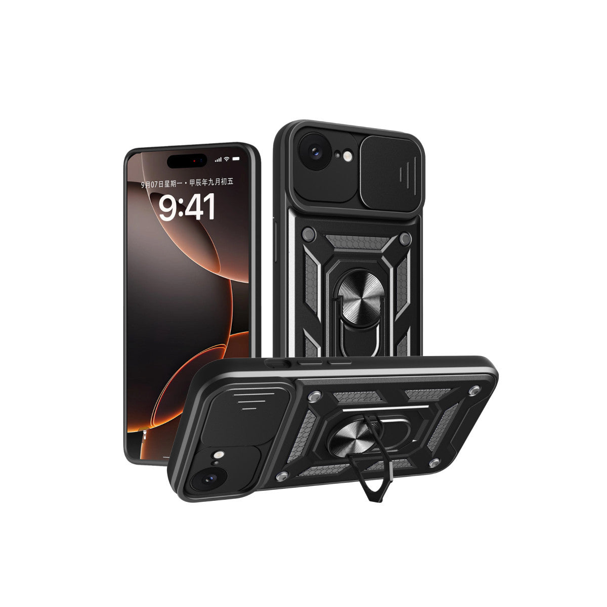 Newface iPhone 16E Kılıf Pars Lens Yüzüklü Silikon