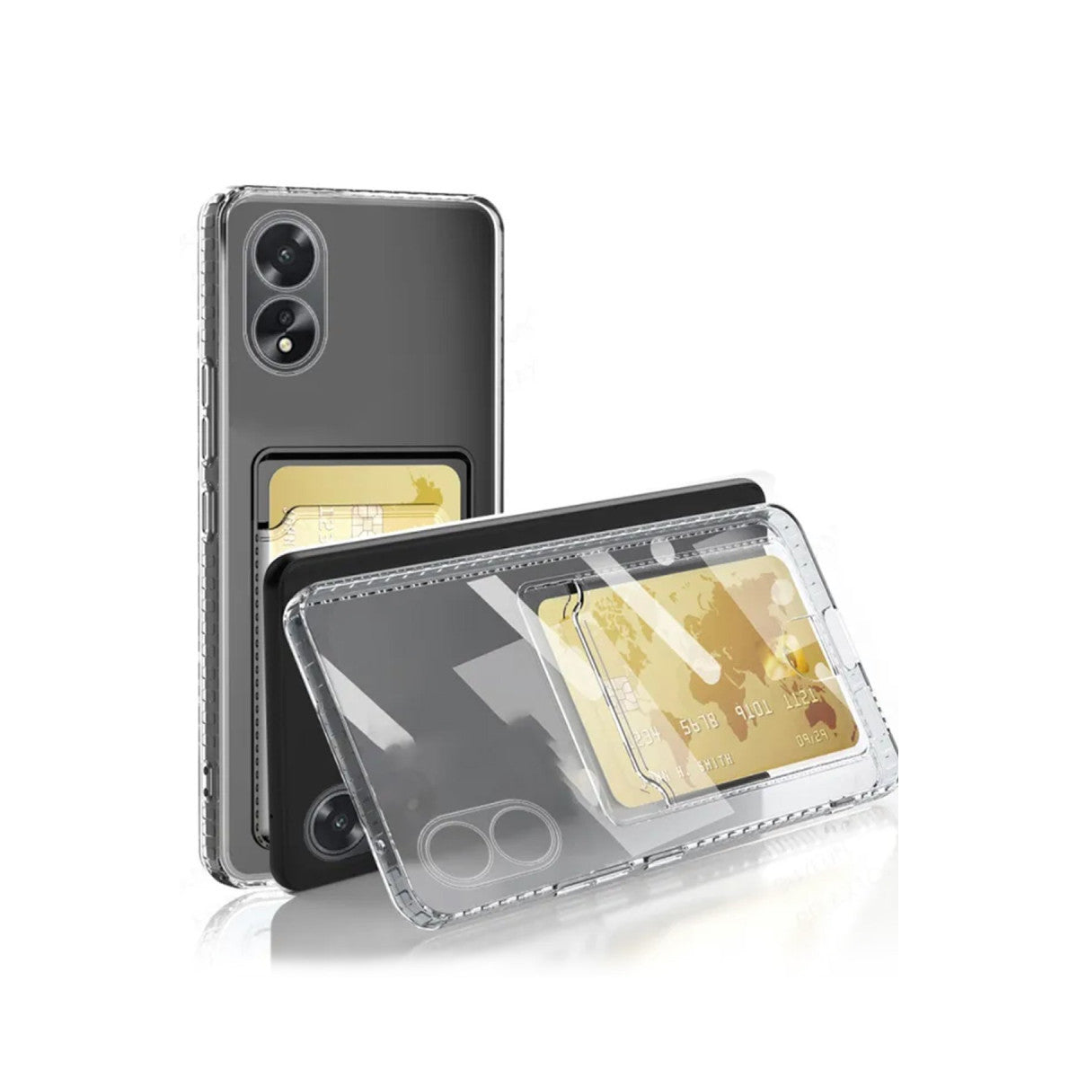Newface Oppo A38 Kılıf Kart Şeffaf Silikon