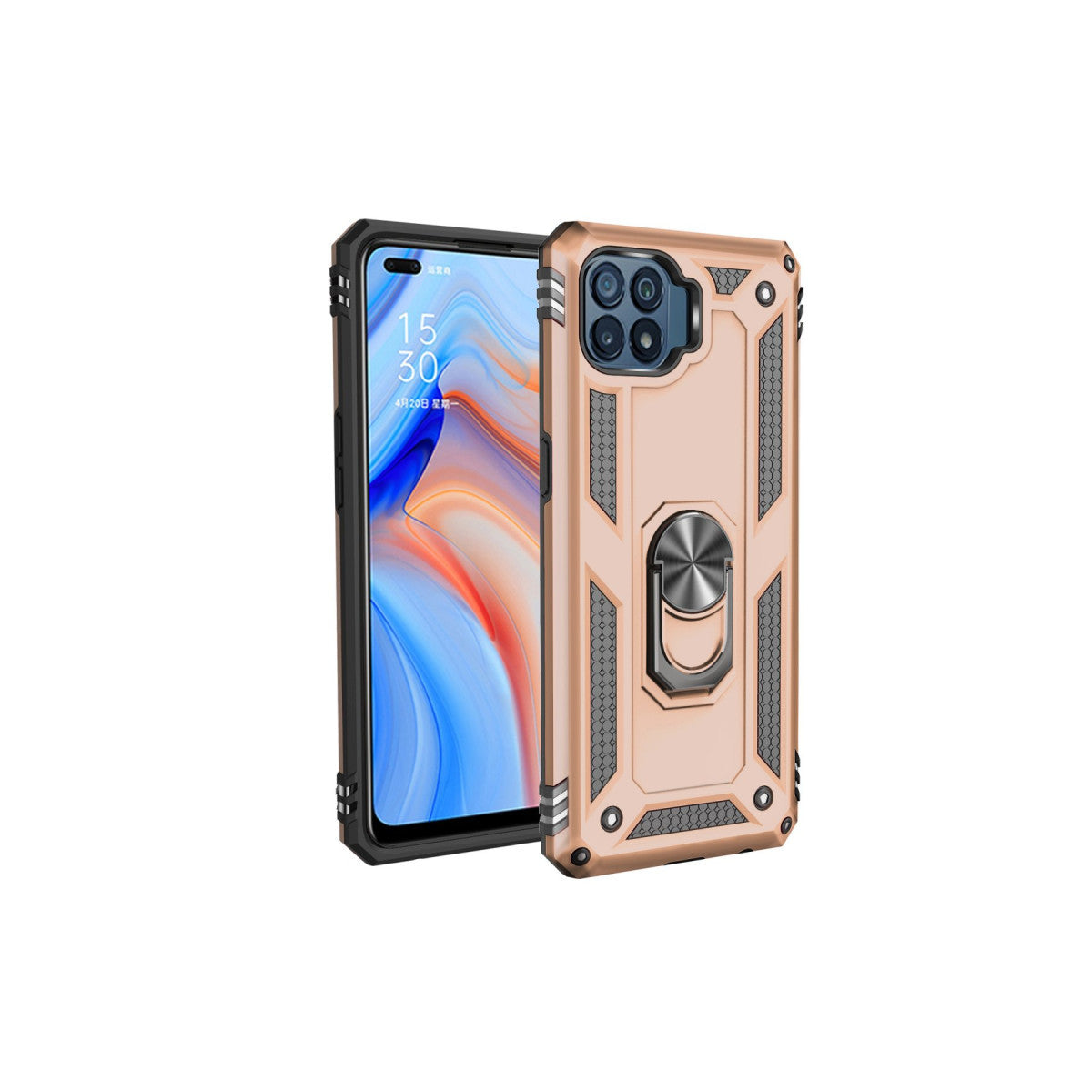 Newface Oppo Reno 4 Lite Kılıf Sofya Yüzüklü Silikon Kapak