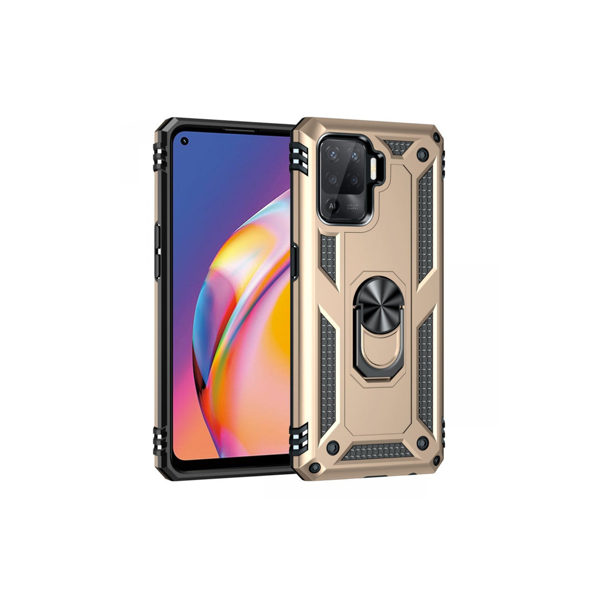 Newface Oppo Reno 5 Lite Kılıf Sofya Yüzüklü Silikon Kapak