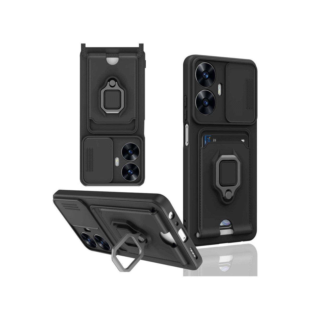 Newface Realme C55 Kılıf Zuma Kartvizitli Yüzüklü Silikon